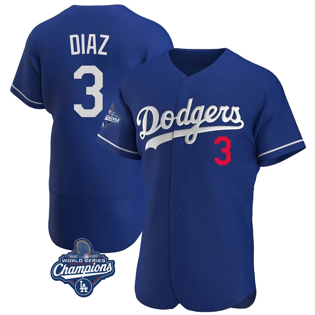 Davalo LA.Dodgers #3 Edwin D¡§aaz Player Royal World Series Meet Limited Elite Home Stitched Jerseys