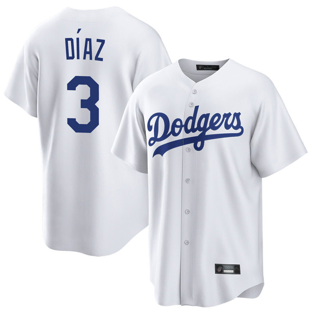 Davalo LA.Dodgers #3 Edwin D¡§aaz Player White Game Home Stitched Jerseys