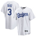 Davalo LA.Dodgers #3 Edwin D¡§aaz Player White Game Home Stitched Jerseys