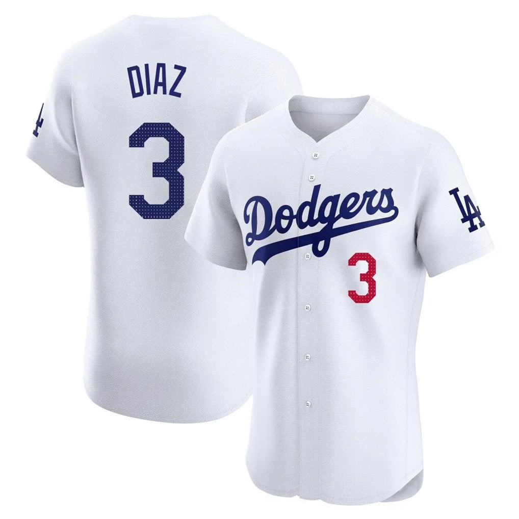 Davalo LA.Dodgers #3 Edwin D¡§aaz Player White Limited Elite Home Stitched Jerseys