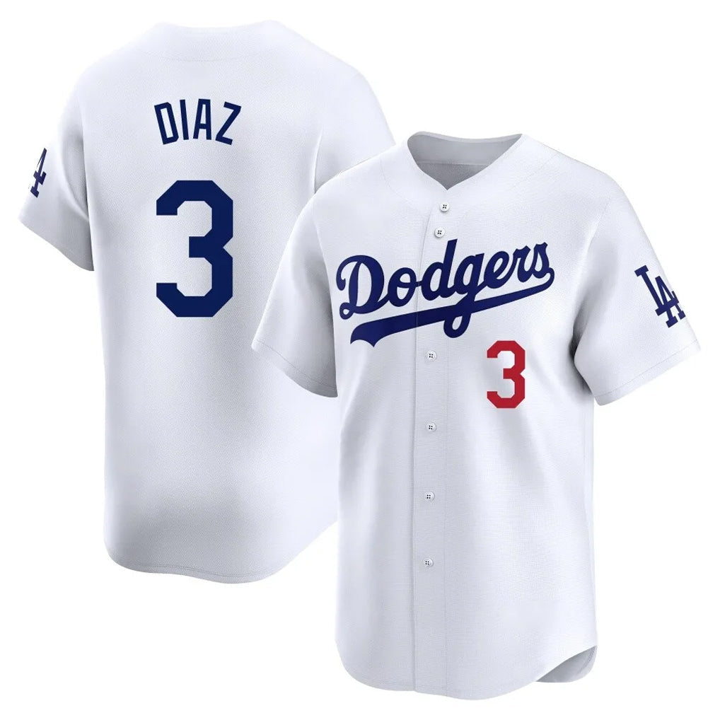 Davalo LA.Dodgers #3 Edwin D¡§aaz Player White Limited Home Stitched Jerseys