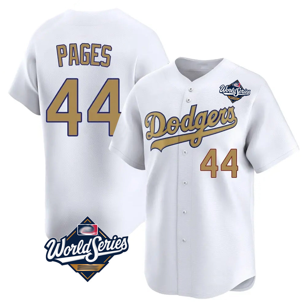 Davalo LA.Dodgers #44 Andy Pages Player Gold World Series Collection Limited Home Stitched Jerseys