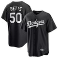 Davalo LA.Dodgers #50 Mookie Betts Player Black Carbon Limited Game Stitched Jerseys
