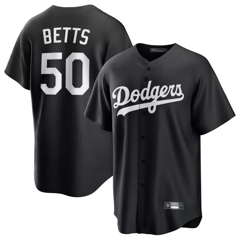Davalo LA.Dodgers #50 Mookie Betts Player Black Carbon Limited Game Stitched Jerseys