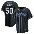 Davalo LA.Dodgers #50 Mookie Betts Player Black Carbon Limited Home Stitched Jerseys