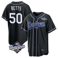 Davalo LA.Dodgers #50 Mookie Betts Player Black World Series Carbon Limited Home Stitched Jerseys