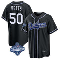 Davalo LA.Dodgers #50 Mookie Betts Player Black World Series Meet Carbon Limited Home Stitched Jerseys