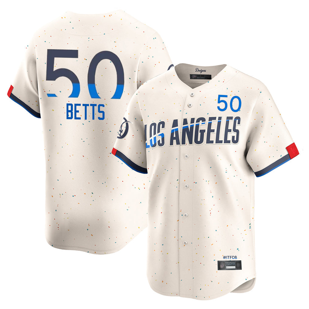 Davalo LA.Dodgers #50 Mookie Betts Player Cream City Connect Limited Home Stitched Jerseys