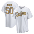 Davalo LA.Dodgers #50 Mookie Betts Player Gold Collection Limited Home Stitched Jerseys