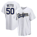 Davalo LA.Dodgers #50 Mookie Betts Player Gold White 2026 Collection Stadium Game Stitched Jerseys