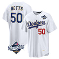 Davalo LA.Dodgers #50 Mookie Betts Player Gold White World Series Collection Limited Home Stitched Jerseys