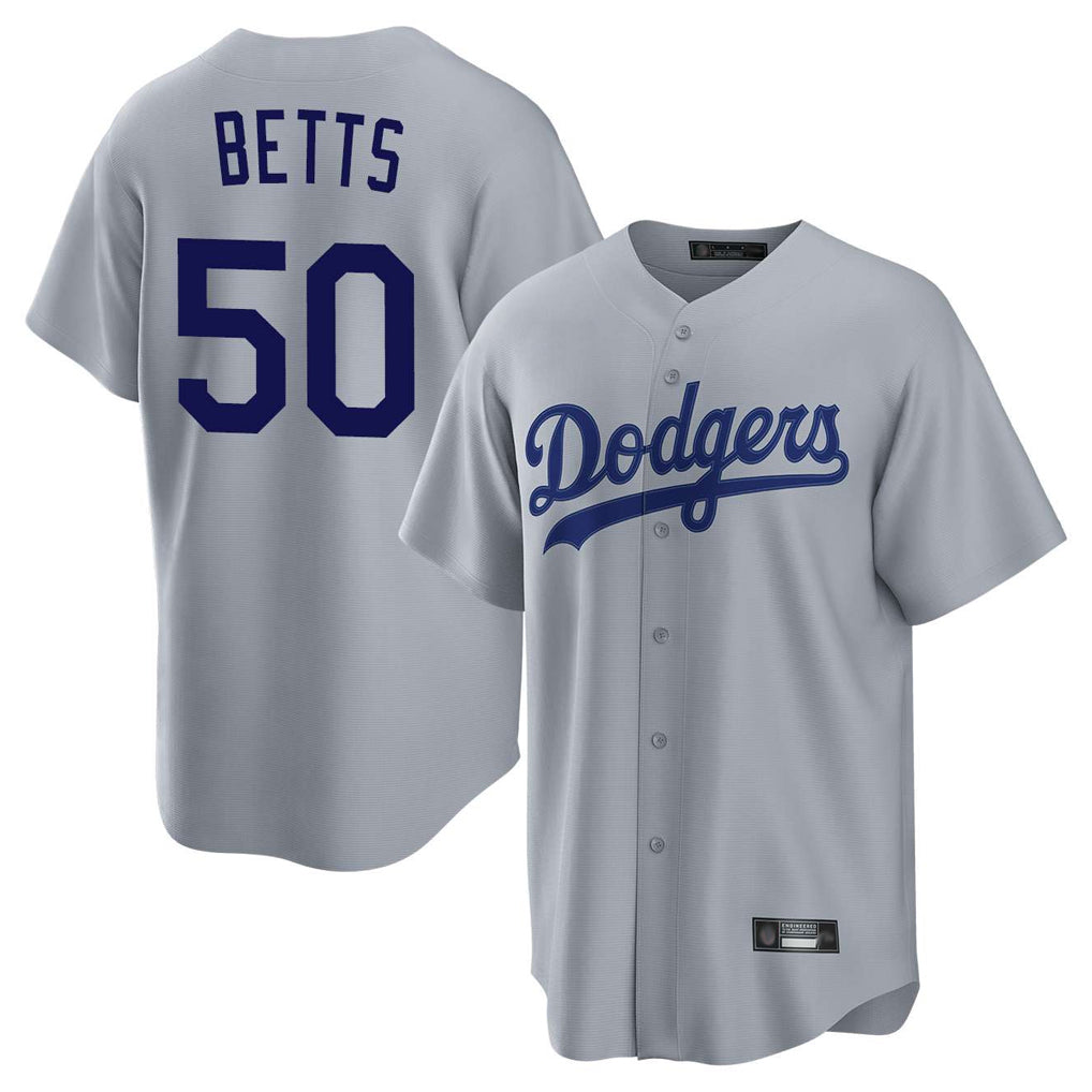 Davalo LA.Dodgers #50 Mookie Betts Player Gray Game Stitched Jerseys