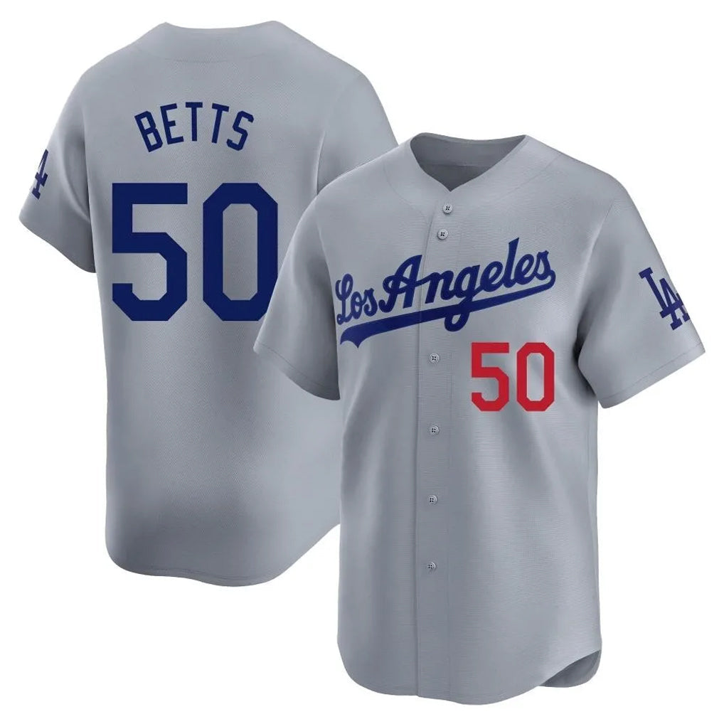 Davalo LA.Dodgers #50 Mookie Betts Player Gray Limited Home Stitched Jerseys