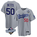 Davalo LA.Dodgers #50 Mookie Betts Player Gray World Series Game Home Stitched Jerseys
