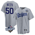 Davalo LA.Dodgers #50 Mookie Betts Player Gray World Series Game Stitched Jerseys