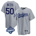 Davalo LA.Dodgers #50 Mookie Betts Player Gray World Series Meet Game Stitched Jerseys