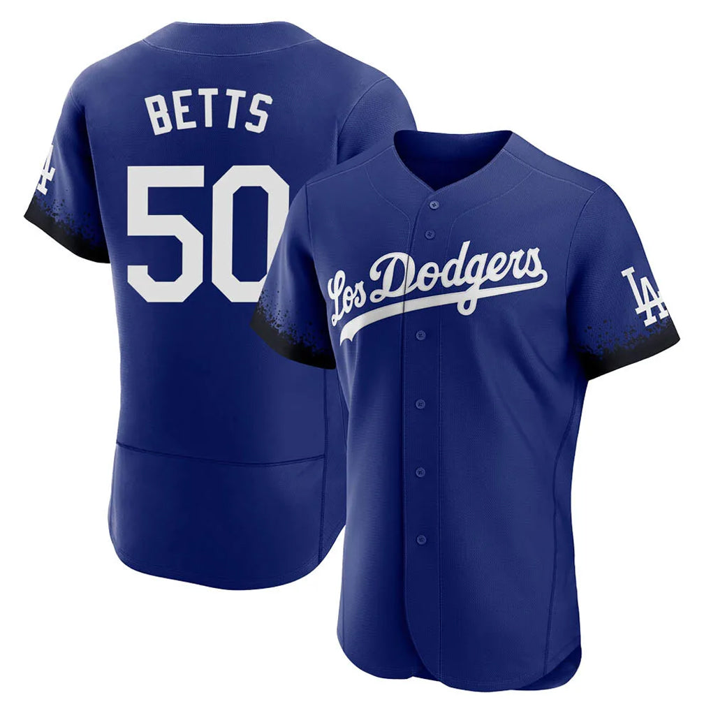 Davalo LA.Dodgers #50 Mookie Betts Player Royal City Connect Elite Home Stitched Jerseys
