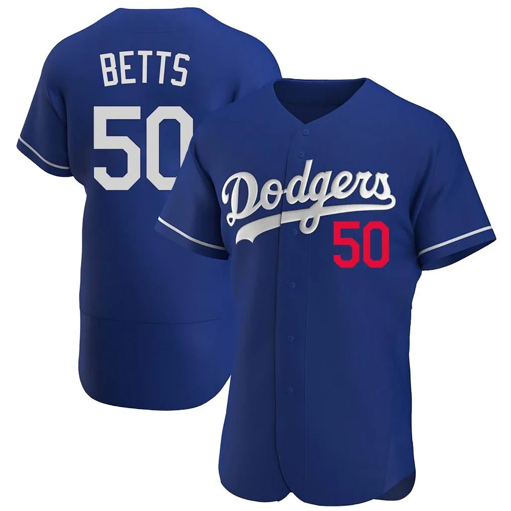 Davalo LA.Dodgers #50 Mookie Betts Player Royal Limited Elite Home Stitched Jerseys