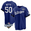 Davalo LA.Dodgers #50 Mookie Betts Player Royal World Series City Connect Home Game Stitched Jerseys