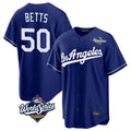 Davalo LA.Dodgers #50 Mookie Betts Player Royal World Series Game Stitched Jerseys