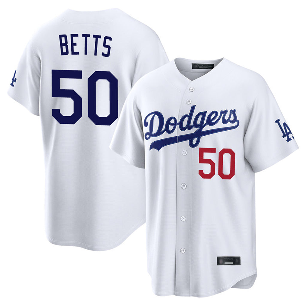Davalo LA.Dodgers #50 Mookie Betts Player White Home Game Stitched Jerseys