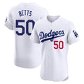 Davalo LA.Dodgers #50 Mookie Betts Player White Limited Elite Home Stitched Jerseys