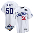 Davalo LA.Dodgers #50 Mookie Betts Player White World Series Home Game Stitched Jerseys