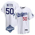 Davalo LA.Dodgers #50 Mookie Betts Player White World Series Meet Home Game Stitched Jerseys