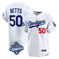 DavaloLA.Dodgers #50 Mookie Betts Player White World Series Meet Limited Home Stitched Jerseys