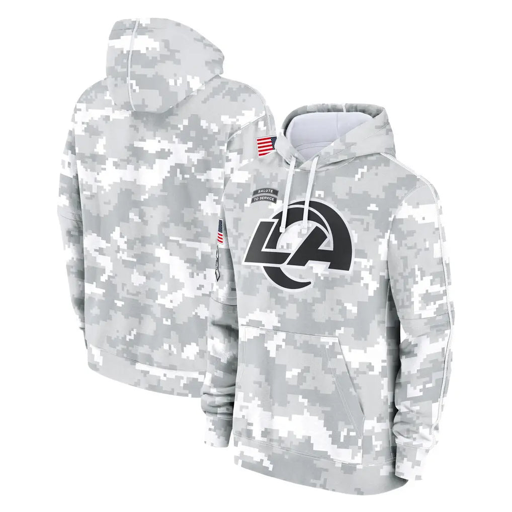 Davalo LA.Rams Arctic Camo Salute to Service Hoodies Limited Game Blank Player Stitched Jerseys