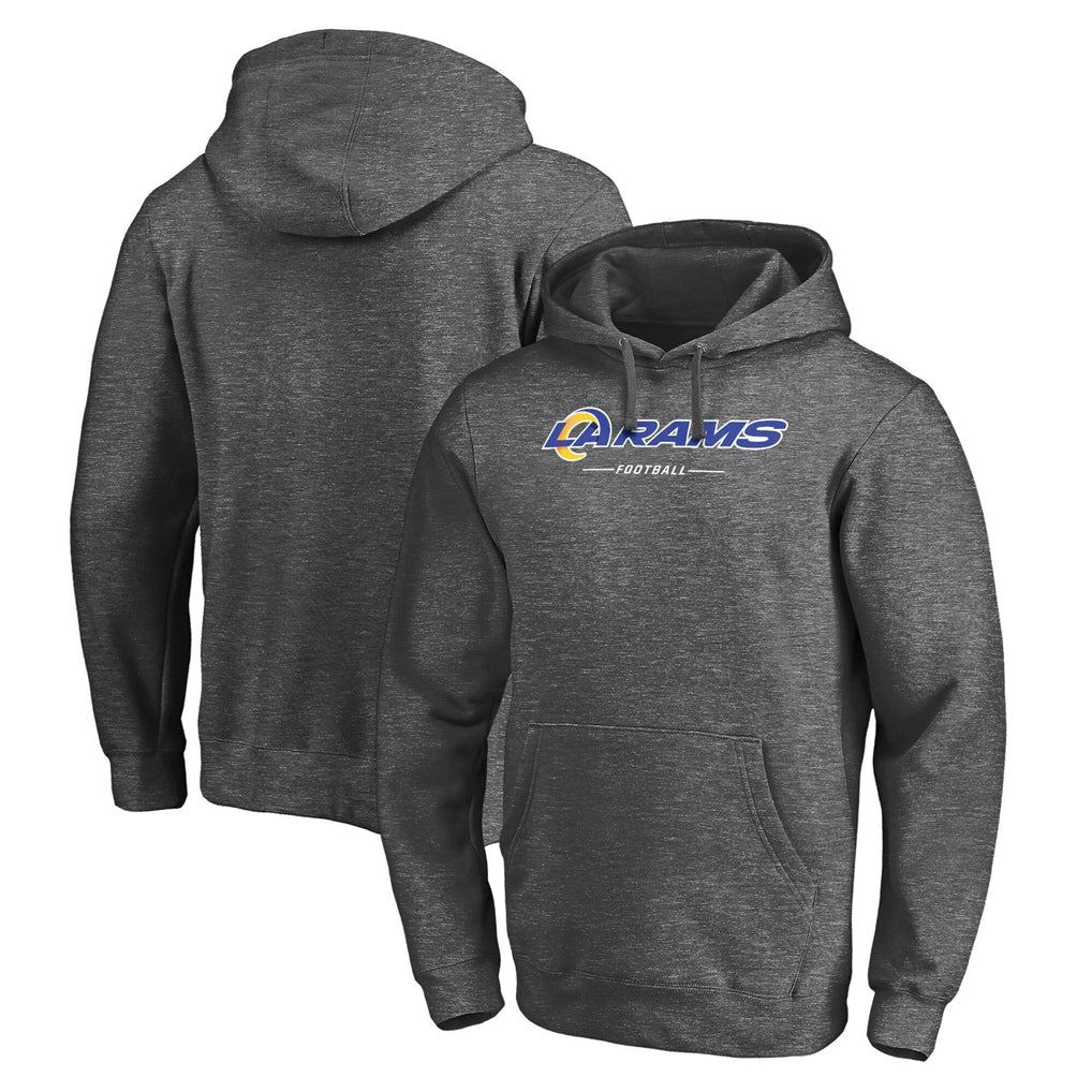 Davalo LA.Rams Gray LOGO Pullover Hoodie Limited Game Blank Player Stitched Jerseys