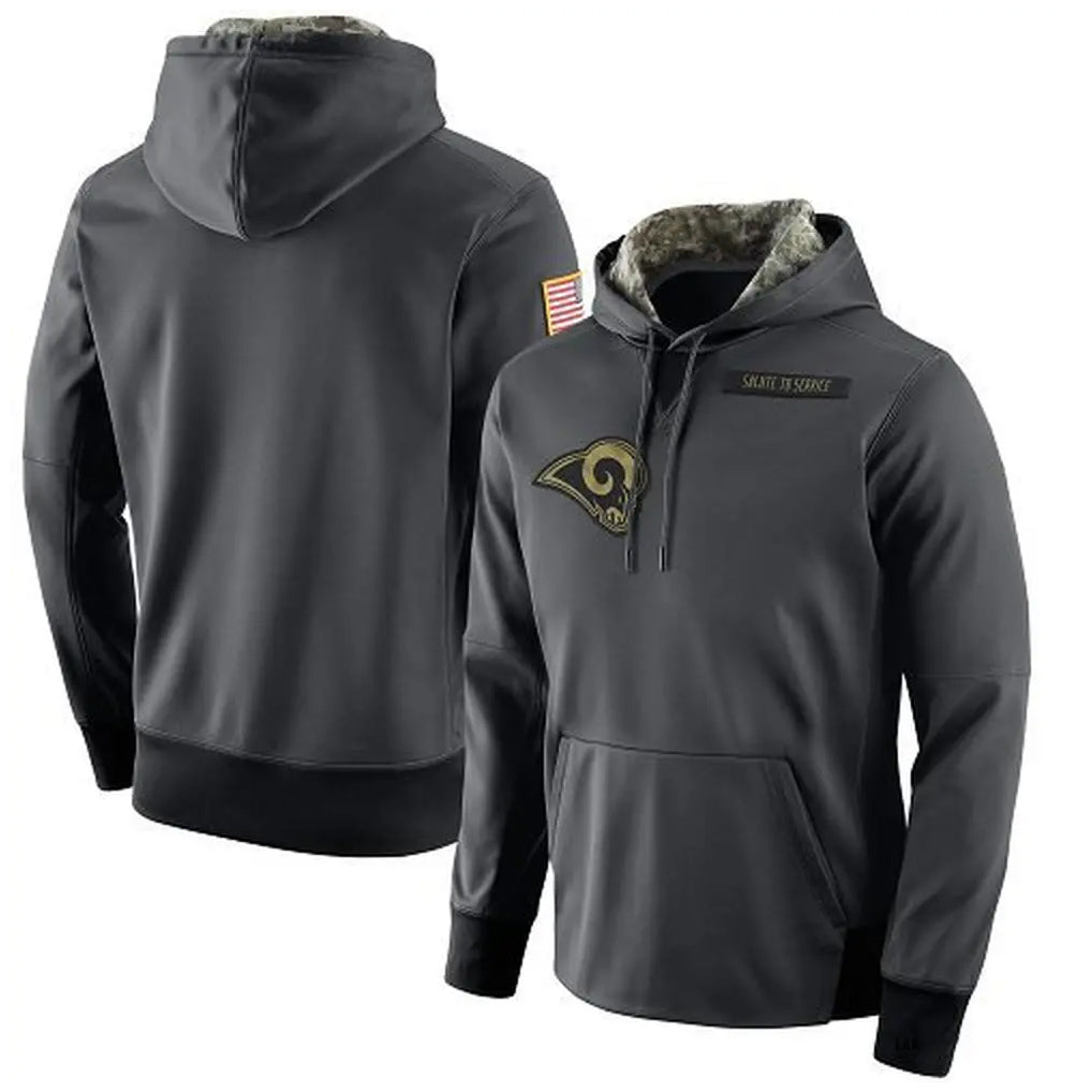 Davalo LA.Rams Gray Pullover Hoodie Limited Game Blank Player Stitched Jerseys