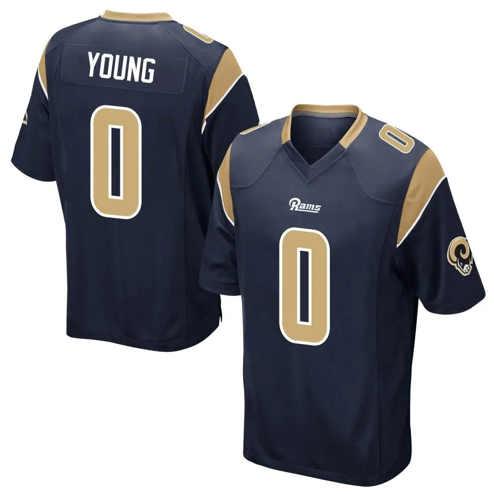 Davalo LA.Rams #0 Byron Young Player Navy Home Game Stitched Jerseys
