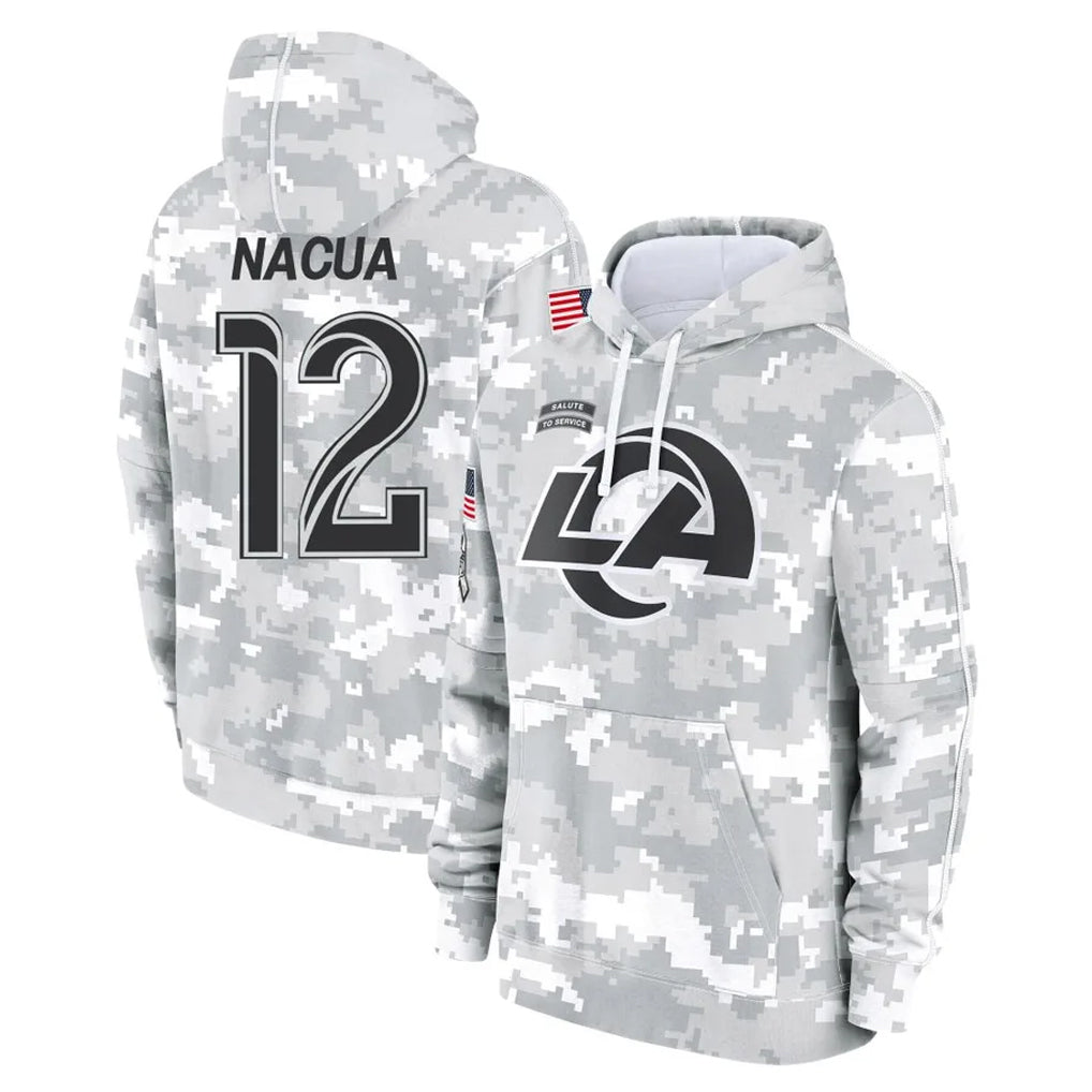 Davalo LA.Rams #12 Puka Nacua Player Arctic Camo Salute to Service Hoodies Limited Game Stitched Jerseys