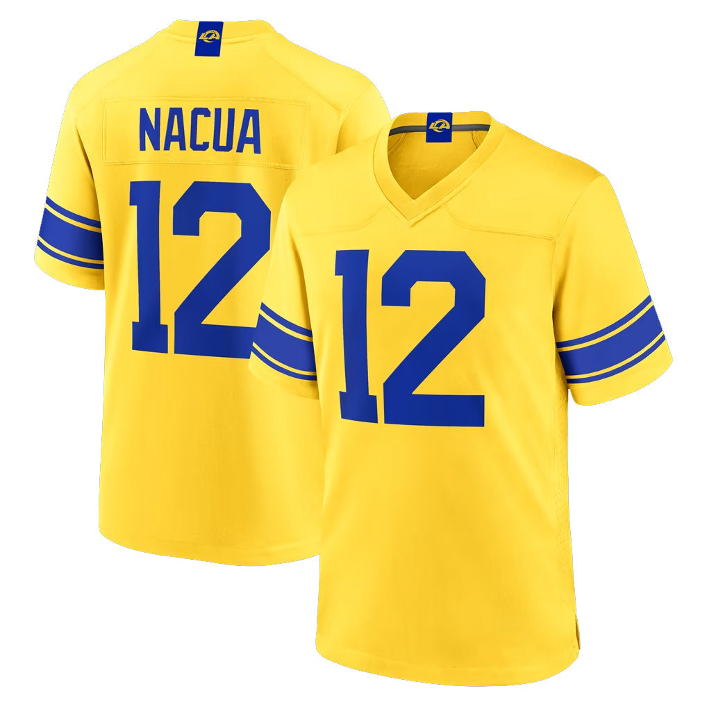 Davalo LA.Rams #12 Puka Nacua Player Gold Classic Sol Home Game Stitched Jerseys