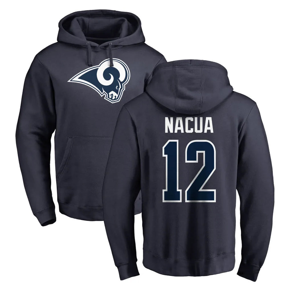 Davalo LA.Rams #12 Puka Nacua Player Navy Pullover Hoodie Limited Game Stitched Jerseys