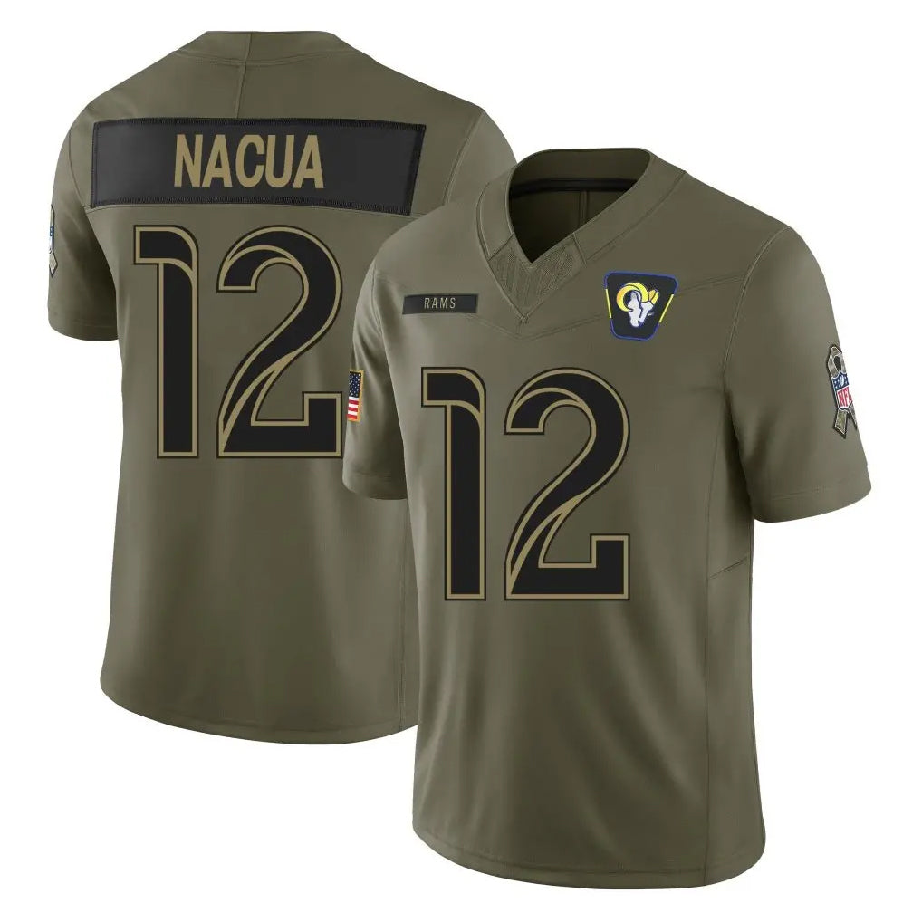 Davalo LA.Rams #12 Puka Nacua Player Olive 2025 Salute To Service Limited Game Stitched Jerseys