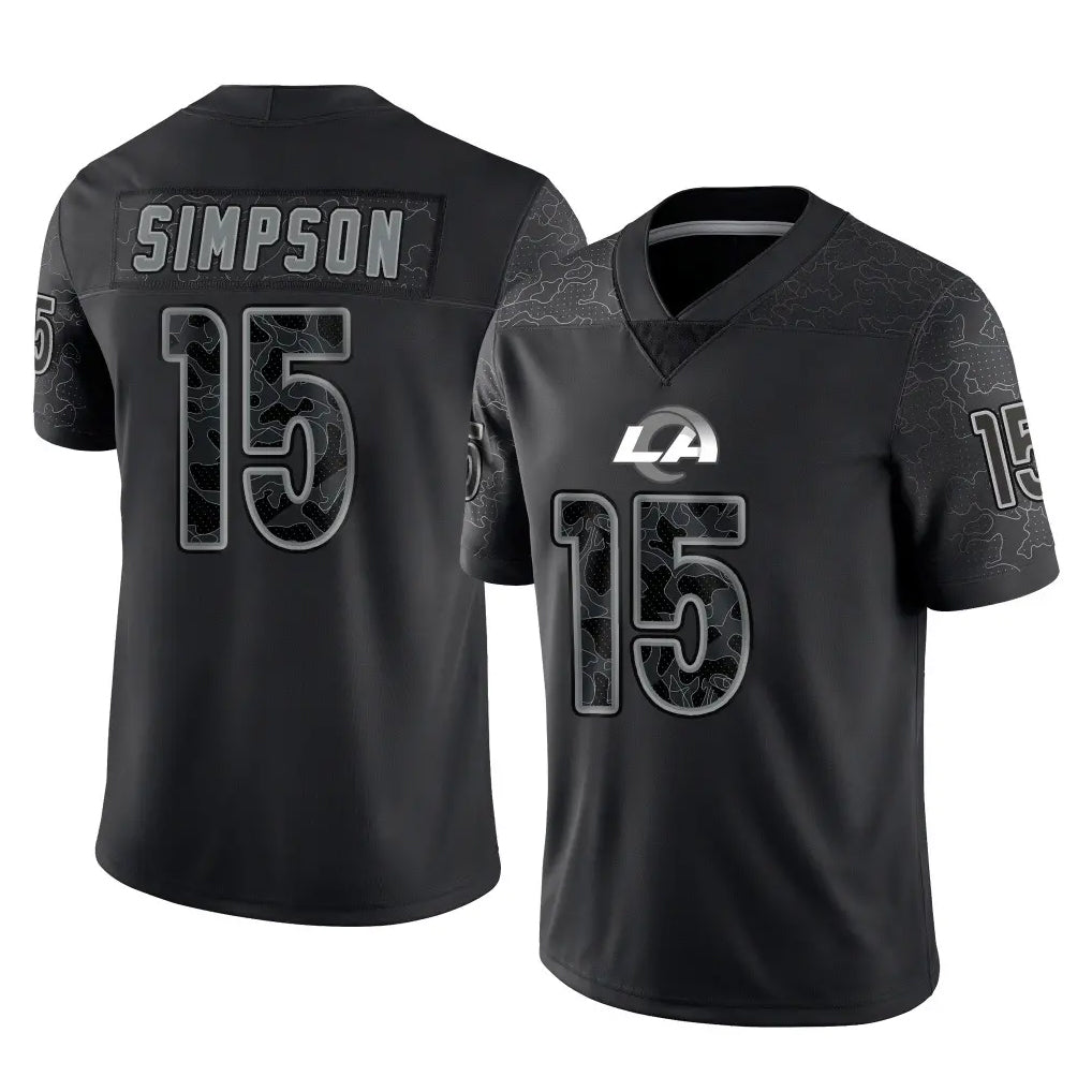 Davalo LA.Rams #15 Ty Simpson Player Black Limited Reflective Home Game Stitched Jerseys