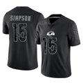 Davalo LA.Rams #15 Ty Simpson Player Black Limited Reflective Home Game Stitched Jerseys