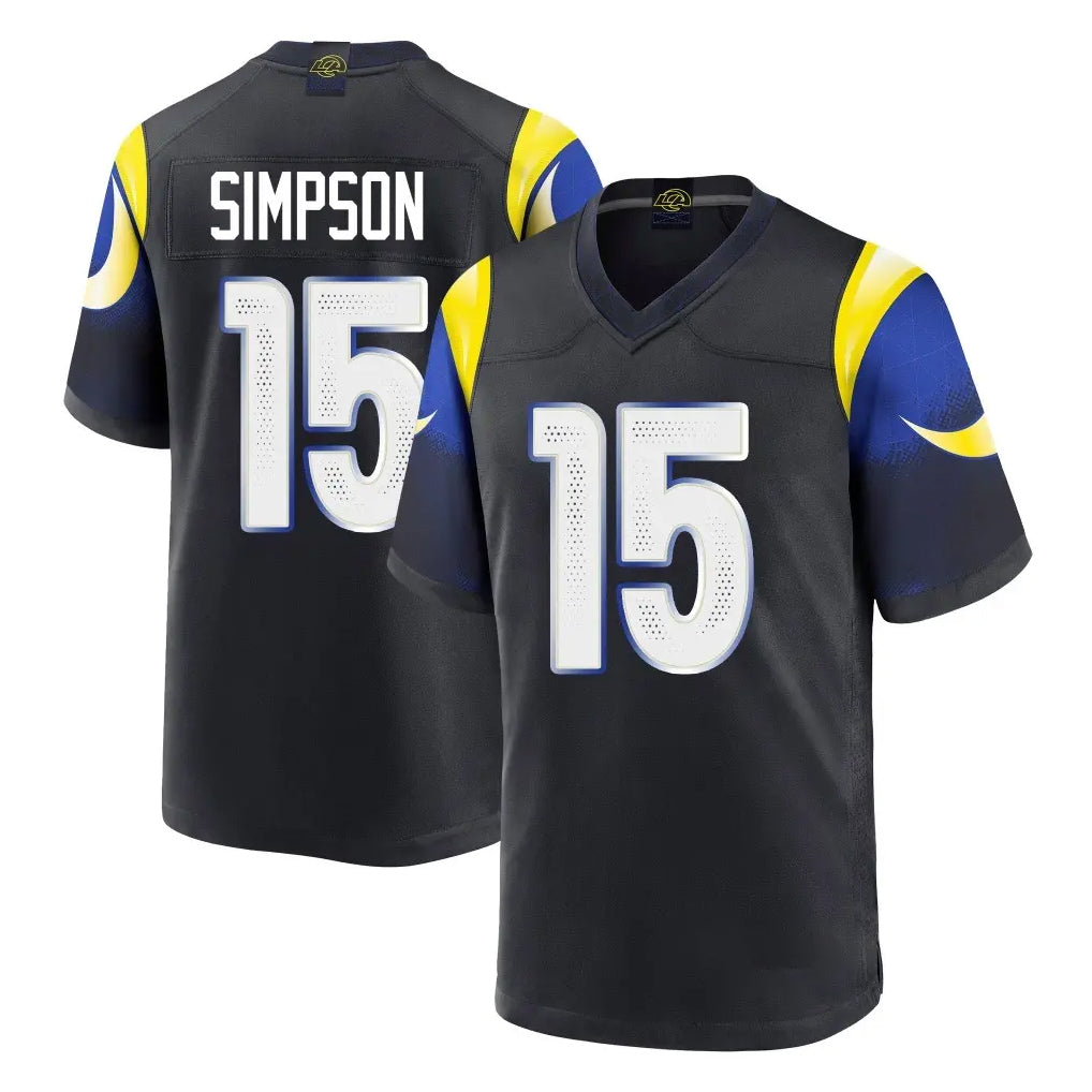 Davalo LA.Rams #15 Ty Simpson Player Black Midnight Rivalries Collection Home Game Stitched Jerseys