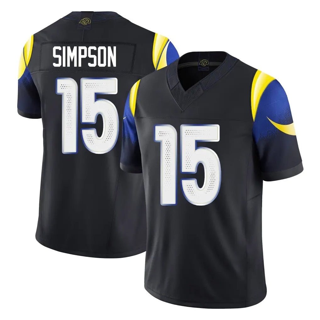 Davalo LA.Rams #15 Ty Simpson Player Black Midnight Rivalries Collection Limited Home Game Stitched Jerseys