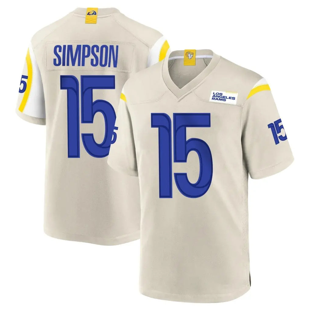 Davalo LA.Rams #15 Ty Simpson Player Bone Home Game Stitched Jerseys
