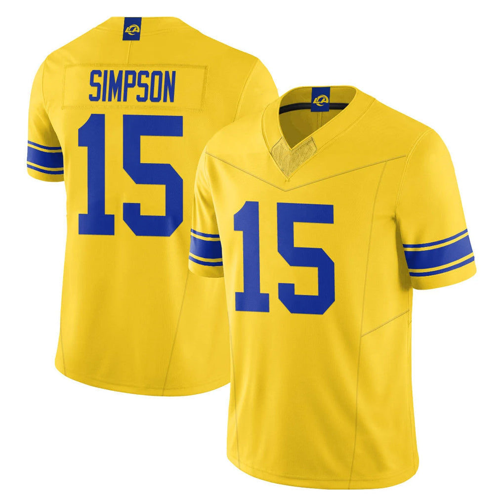 Davalo LA.Rams #15 Ty Simpson Player Gold Classic Sol Vapor Limited F.U.S.E. Home Game Stitched Jerseys
