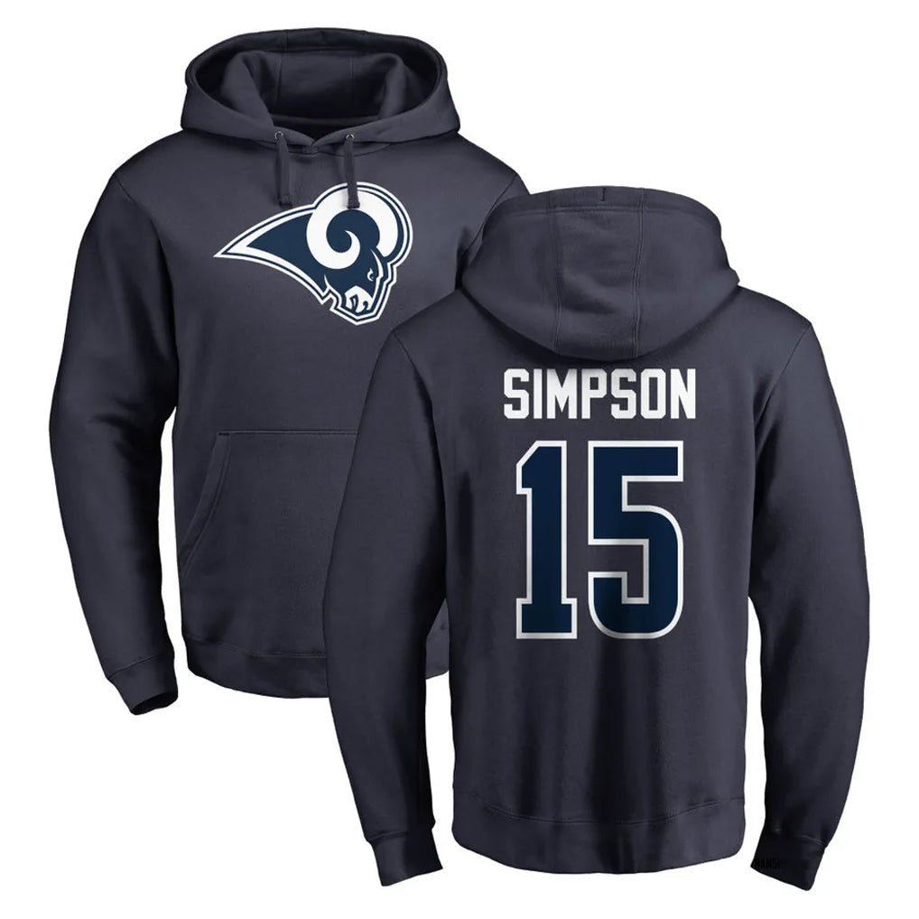 Davalo LA.Rams #15 Ty Simpson Player Navy Pullover Hoodie Limited Game Stitched Jerseys