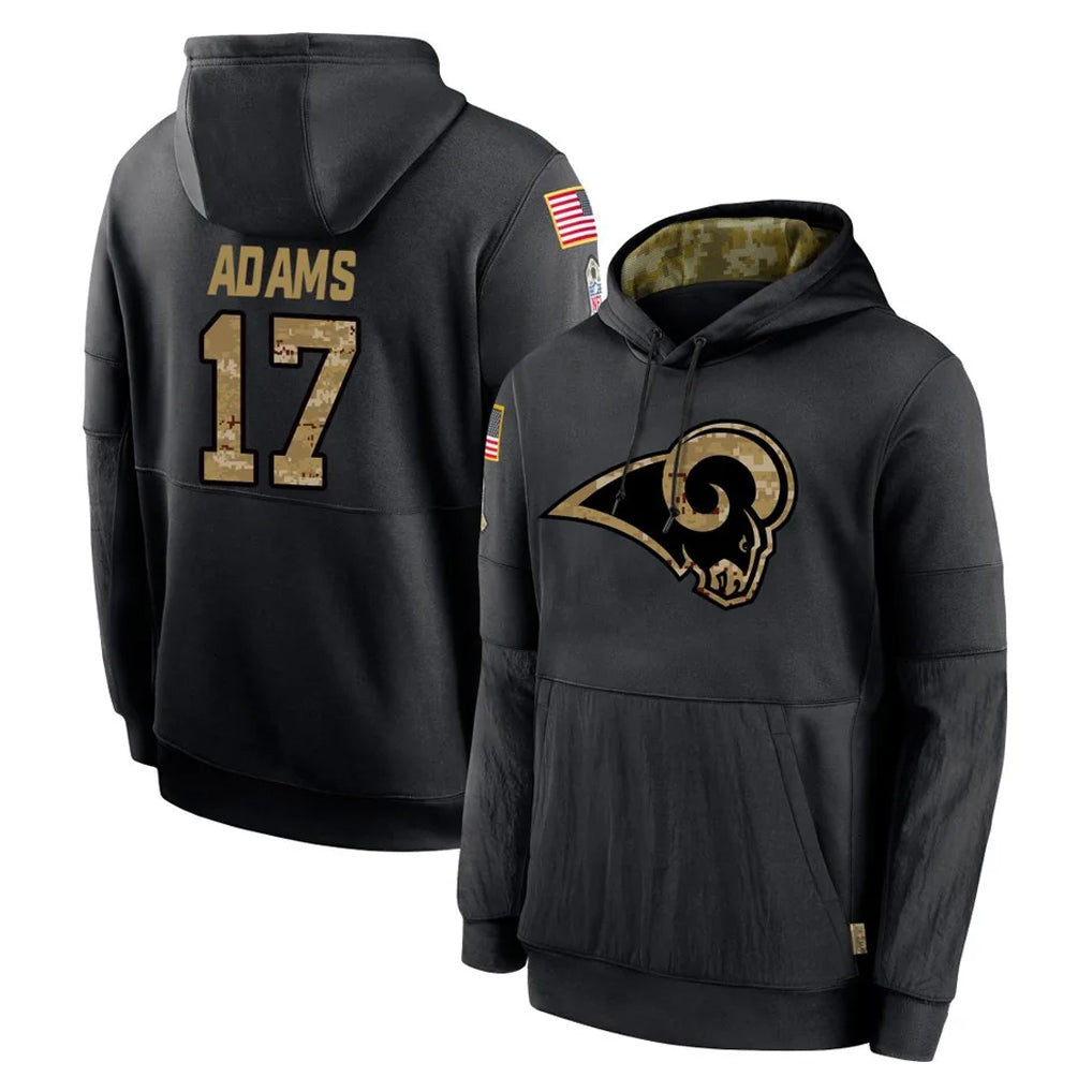 Davalo LA.Rams #17 Davante Adams Player Black Salute to Service Hoodies Limited Game Stitched Jerseys