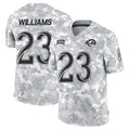 Davalo LA.Rams #23 Kyren Williams Player Arctic Camo Salute to Service Limited Stitched Jerseys