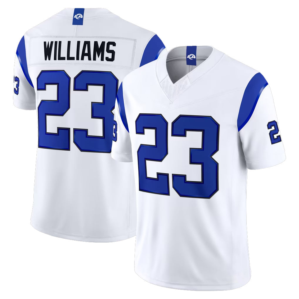 Davalo LA.Rams #23 Kyren Williams Player Fearsome White Limited Vapor F.U.S.E. Home Game Stitched Jerseys