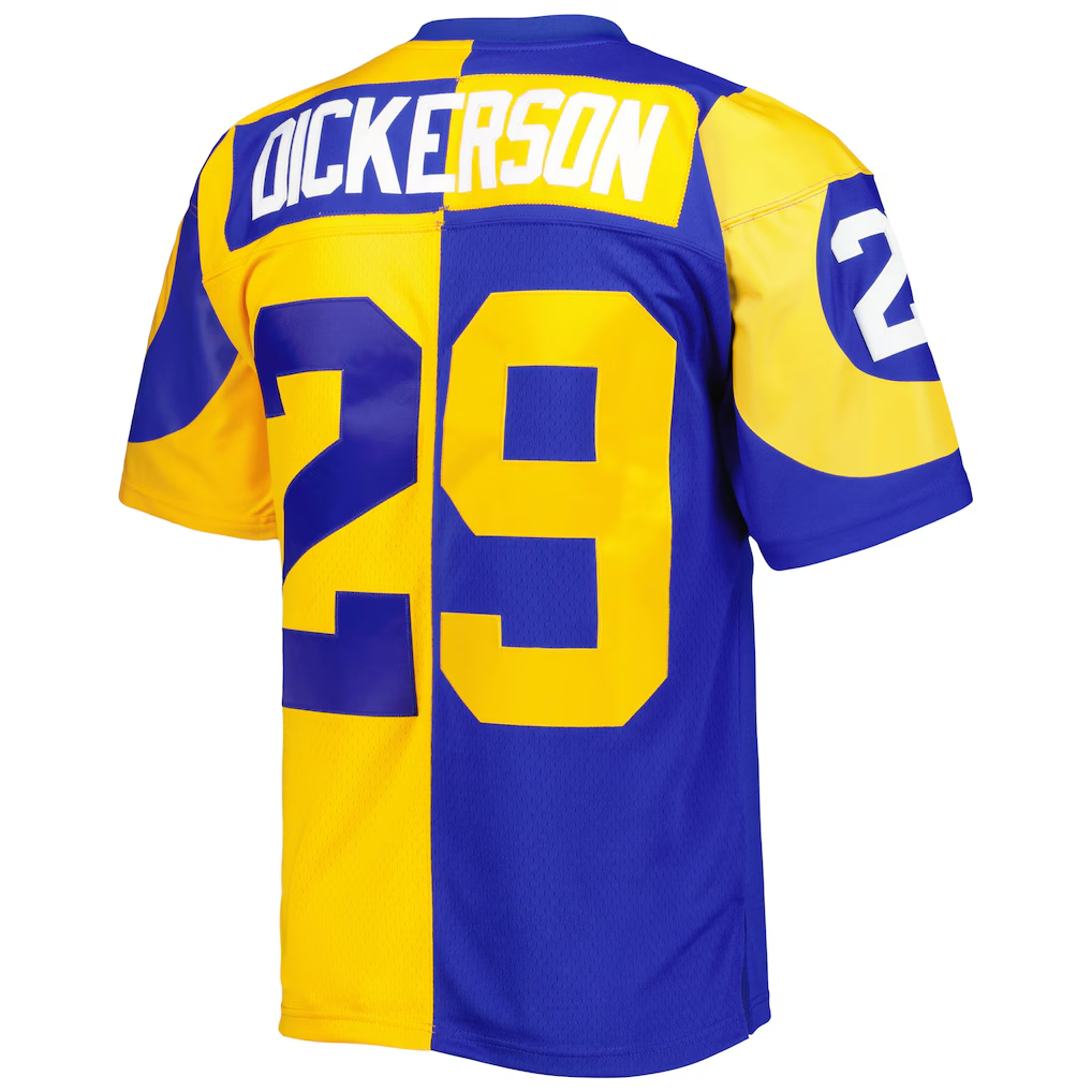 Davalo LA.Rams #29 Eric Dickerson Mitchell & Ness RoyalGold 1984 Split Legacy Replica Jersey