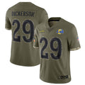 Davalo LA.Rams #29 Eric Dickerson Player Salute To Service Olive Football Jerseys