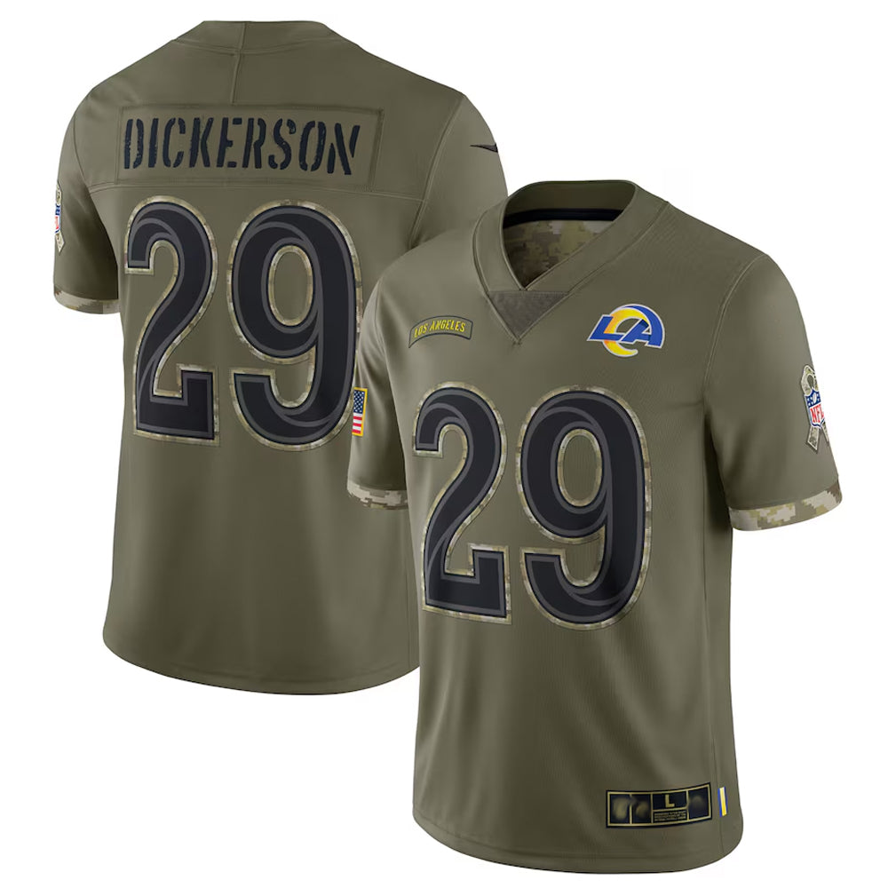 Davalo LA.Rams #29 Eric Dickerson Player Salute To Service Olive Football Jerseys